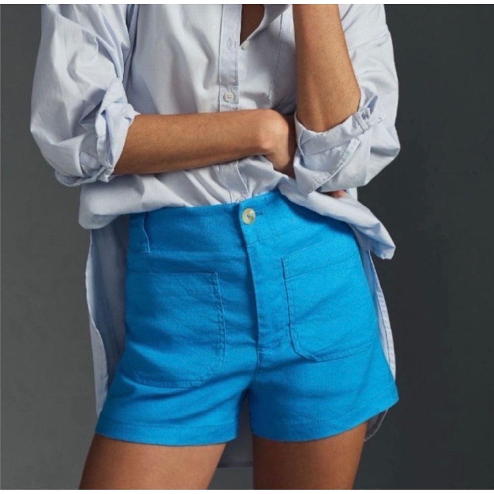 Anthropologie Maeve The Colette Blue Preppy Old Money Boho Retro Shorts 26